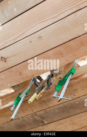 England, Somerset, Bristol, Harbourside, Underfall Yard, Boat Building, Detail of Ships Hull and Ship Builders Tools Stock Photo