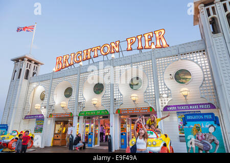 England, East Sussex, Brighton, Brighton Pier, Entrance to the Amusement Arcade Stock Photo