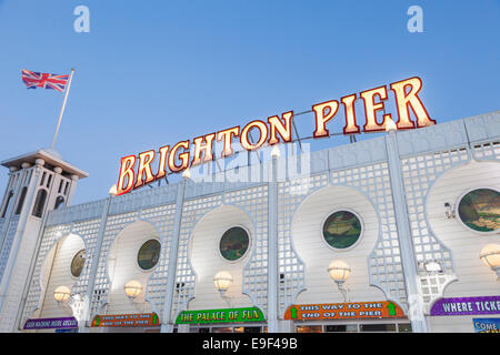 England, East Sussex, Brighton, Brighton Pier, Entrance to the Amusement Arcade Stock Photo