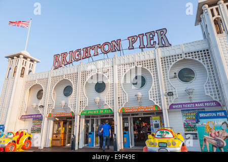 England, East Sussex, Brighton, Brighton Pier, Entrance to the Amusement Arcade Stock Photo