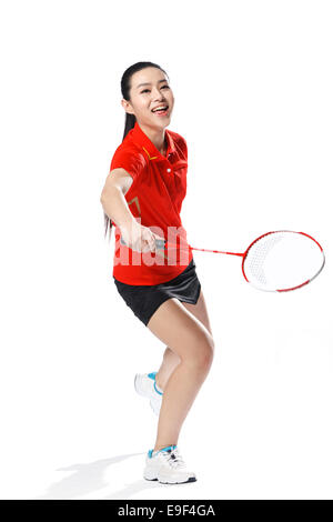 Female Athletes Playing Badminton Stock Photo - Alamy