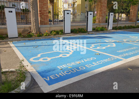Electric car charging station in Malaga, Southern Spain. Stock Photo