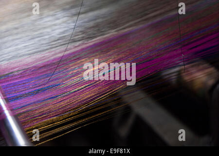 Silk factory, Muslim area, Varanasi, Uttar Pradesh, India Stock Photo