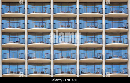 Pattern of hotel room balconies Stock Photo