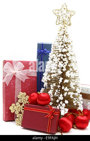 Set of Christmas gift boxes on white background Stock Photo - Alamy