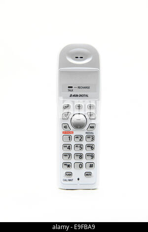 isolated white cordless phone on white Stock Photo