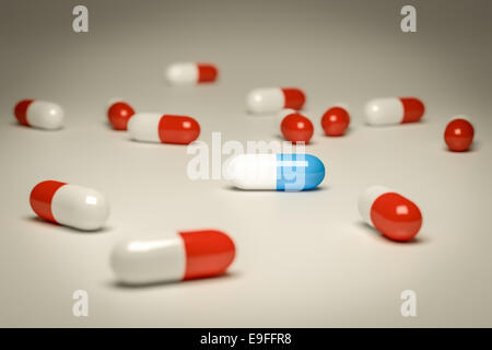 red and blue pills Stock Photo