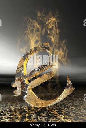 Burning Euro Sign Stock Photo
