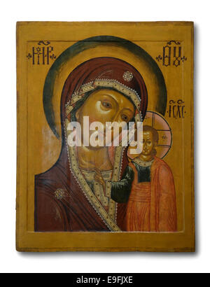 Old icon Our lady of Kazan Stock Photo