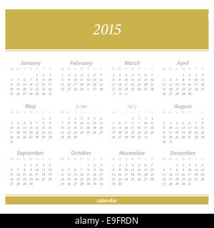 2015 new year European calendar. vector daily organizer template Stock Photo