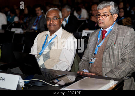 Copenhagen, Denmark. 27th October, 2014. Delegates from India at the IPCC opening ceremony in Copenhagen this Monday. Credit:  OJPHOTOS/Alamy Live News Stock Photo