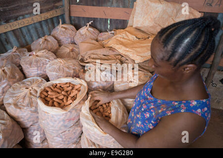Making of edible dirt for commercial purposes in Dar es Salaam, Tanzania, East Africa. Stock Photo