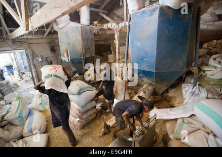 Chicken feed processing factory in Dar es Salaam, Tanzania, East Africa. Stock Photo