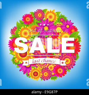 Color Sale Poster With Flowers Stock Photo