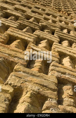 An ancient stone wall construction with perfectly interlocking stones ...