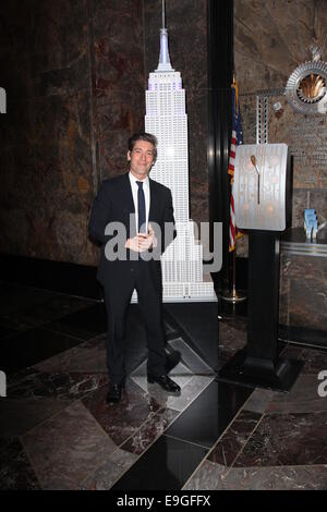 ABC World News Weekend Anchor David Muir to light the Empire State Building blue in celebration of 75 years of international journalism  Featuring: David Muir Where: New York City, New York, United States When: 24 Apr 2014 Stock Photo