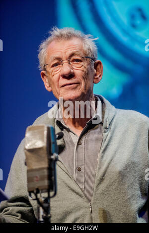 Swansea, UK. 27th Oct, 2014.  Pictured: Actor Ian McKellen  Re: Dylathon event to Celebrate Dylan Thomas' birthday centenary, at the Grand Theatre, Swansea, south Wales. Credit:  D Legakis/Alamy Live News Stock Photo