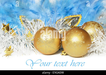 Christmas decoration and mask on white background Stock Photo