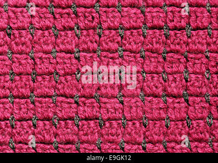 Red and black crochet fabric for background Stock Photo