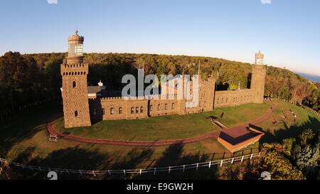 Aerial view of the Navesink Twin Lights in Highlands, New Jersey Stock Photo