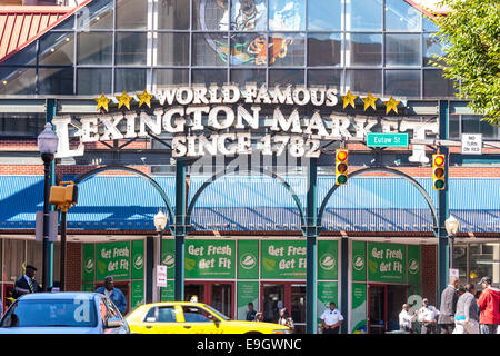 Baltimore Lexington Market main entrance on N Eutaw & W Lexington St Stock Photo