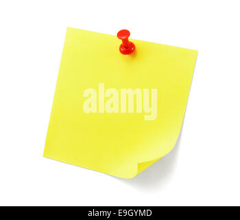 yellow sticky note with shade on white Stock Photo