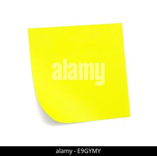 yellow sticky note with shade on white Stock Photo