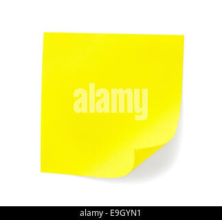 yellow sticky note with shade on white Stock Photo