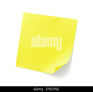 yellow sticky note with shade on white Stock Photo