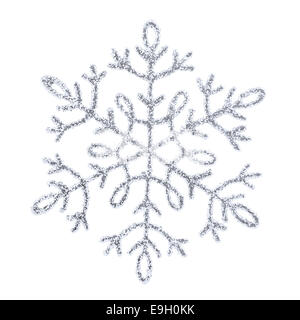 Silver shiny snowflake isolated on a white background Stock Photo