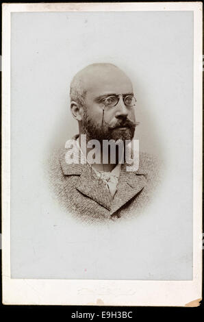 A portrait of Gustaf Fröding, a Swedish poet, captured in a cabinet card format. The image shows Fröding in a formal setting, reflecting his status as a renowned literary figure. Stock Photo