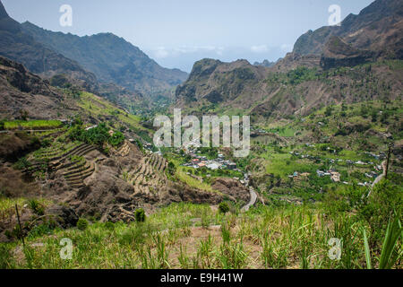 View into the Paúl Valley, Santo Antão island, Cape Verde Stock Photo