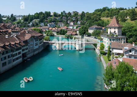 View of the Aar River or Aare River with the Untertor Bridge, historic centre, Bern, Canton of Bern, Switzerland Stock Photo