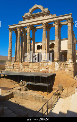 Ruins of the Temple of Diana, part of the Archaeological Ensemble of Mérida, UNESCO World Heritage site, Emerita Augusta Stock Photo