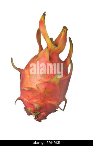 Single whole dragonfruit isolated on white background Stock Photo