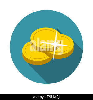 Flat Design Concept Vector Coin Illustration With Long Shadow. EPS10 Stock Photo