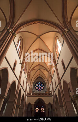 Interior of Herz Jesu-Kirche, or Sacred Heart Church, built in the style of Historicism, consecrated in 1897, Freiburg Stock Photo