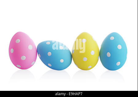 Colorful easter eggs isolated on white background Stock Photo