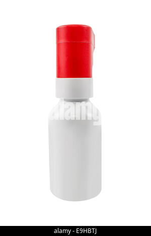 White plastic bottle of medicine isolated on white Stock Photo