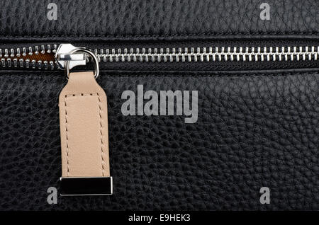 Leather bag zipper Stock Photo