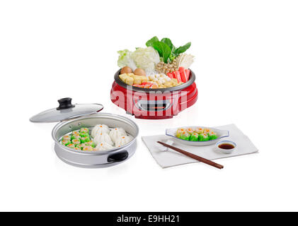 Electric aluminum sukiyaki pot Stock Photo