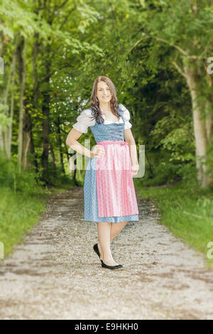 woman in bavarian traditional dirndl Stock Photo