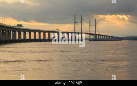Second Severn Crossing from the Bristol side looking into South Wales Stock Photo