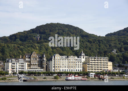 Koenigswinter, rhine and Drachenfels, Germany Stock Photo