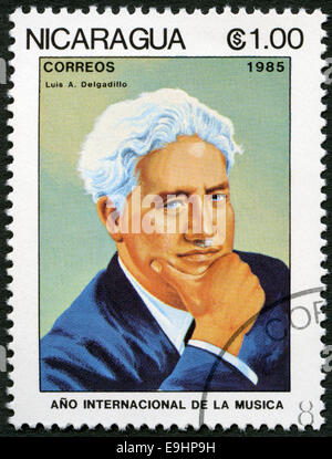 NICARAGUA - 1985: shows Luis A. Delgadillo (1887-1961), series International Music Year Stock Photo