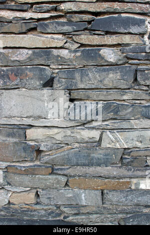 Close-up background of the slabs of a slate wall Stock Photo