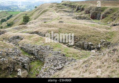 Cracken edge quarries near Chinley in Derbyshire. Remains of the workings. Stock Photo