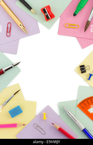 school supplies isolated on white background Stock Photo