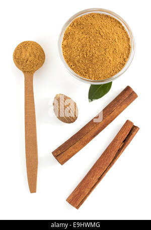 cinnamon sticks and powder isolated on white background Stock Photo