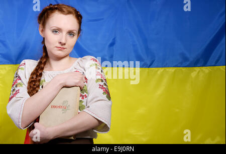 Ukrainian girl with a famous book Stock Photo